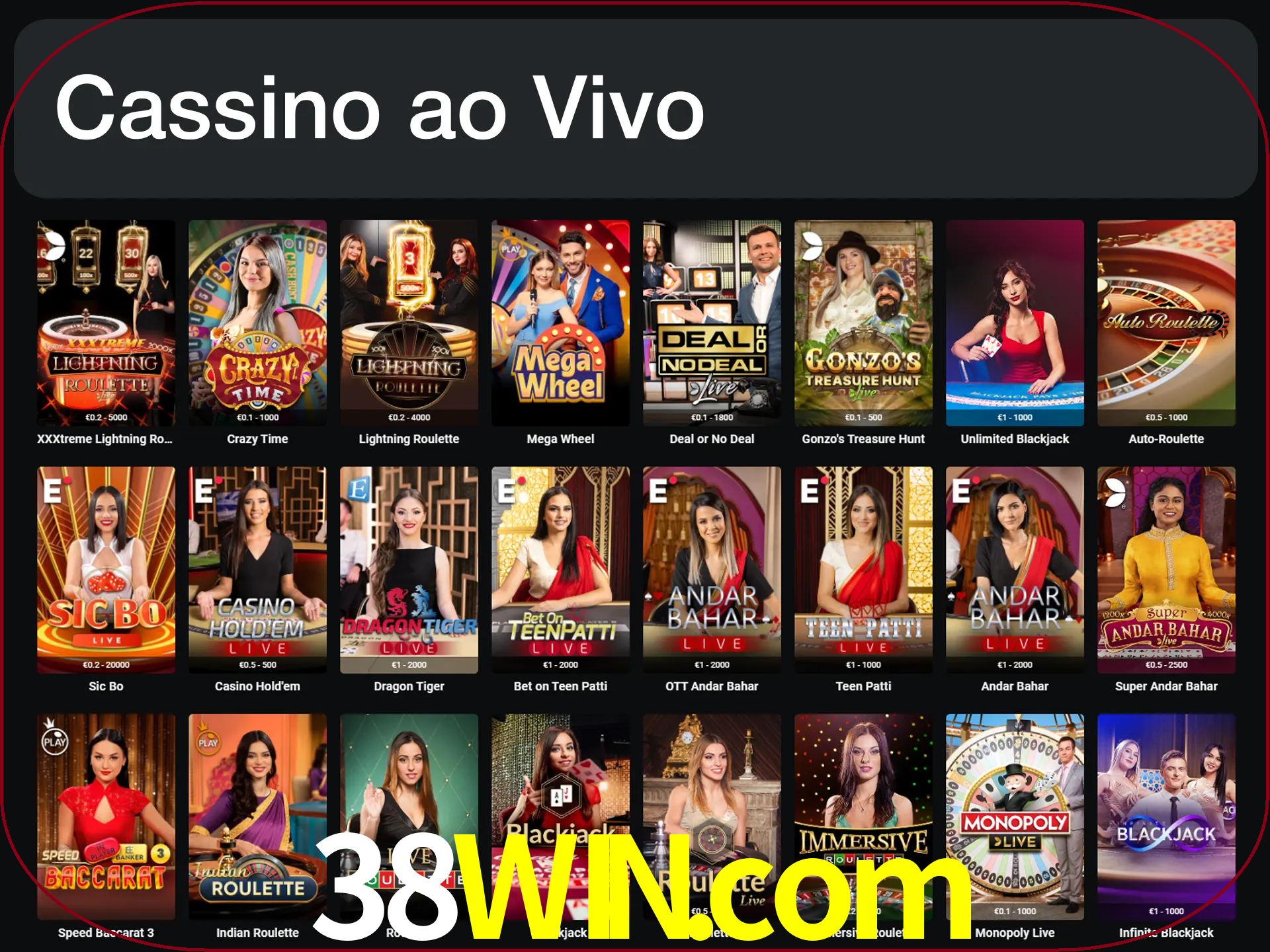 Jogue jogos de cassino com um verdadeiro dealer.