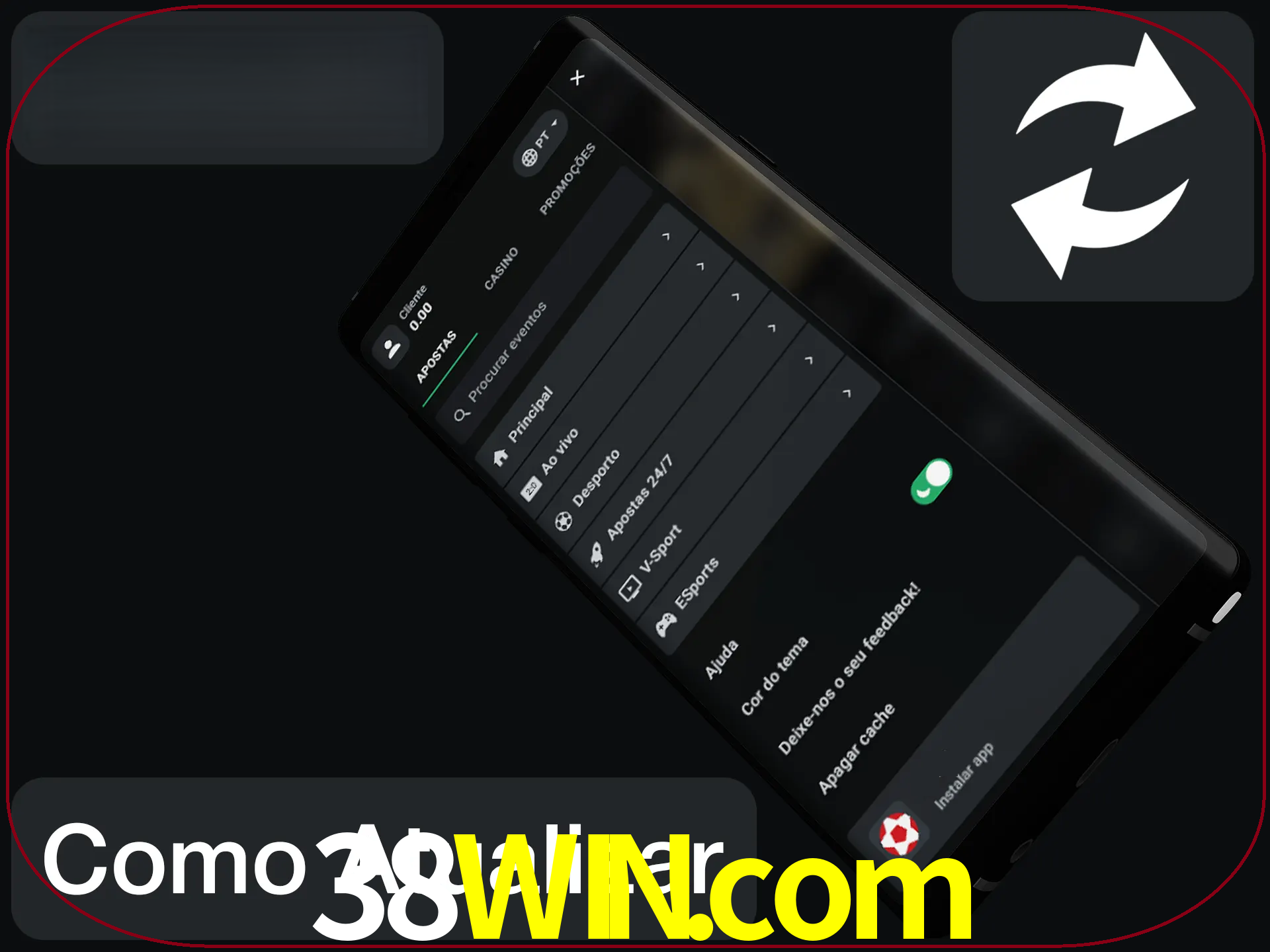 O aplicativo é atualizado automaticamente quando você faz o login.